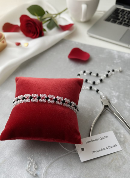 Crystal Pearl stone hand Made Floral Bracelet