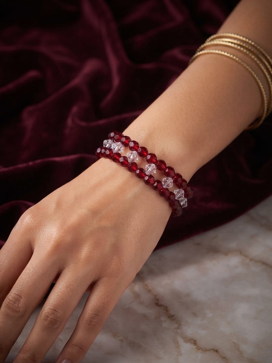 Crystal Pearl stone hand Made Floral Bracelet