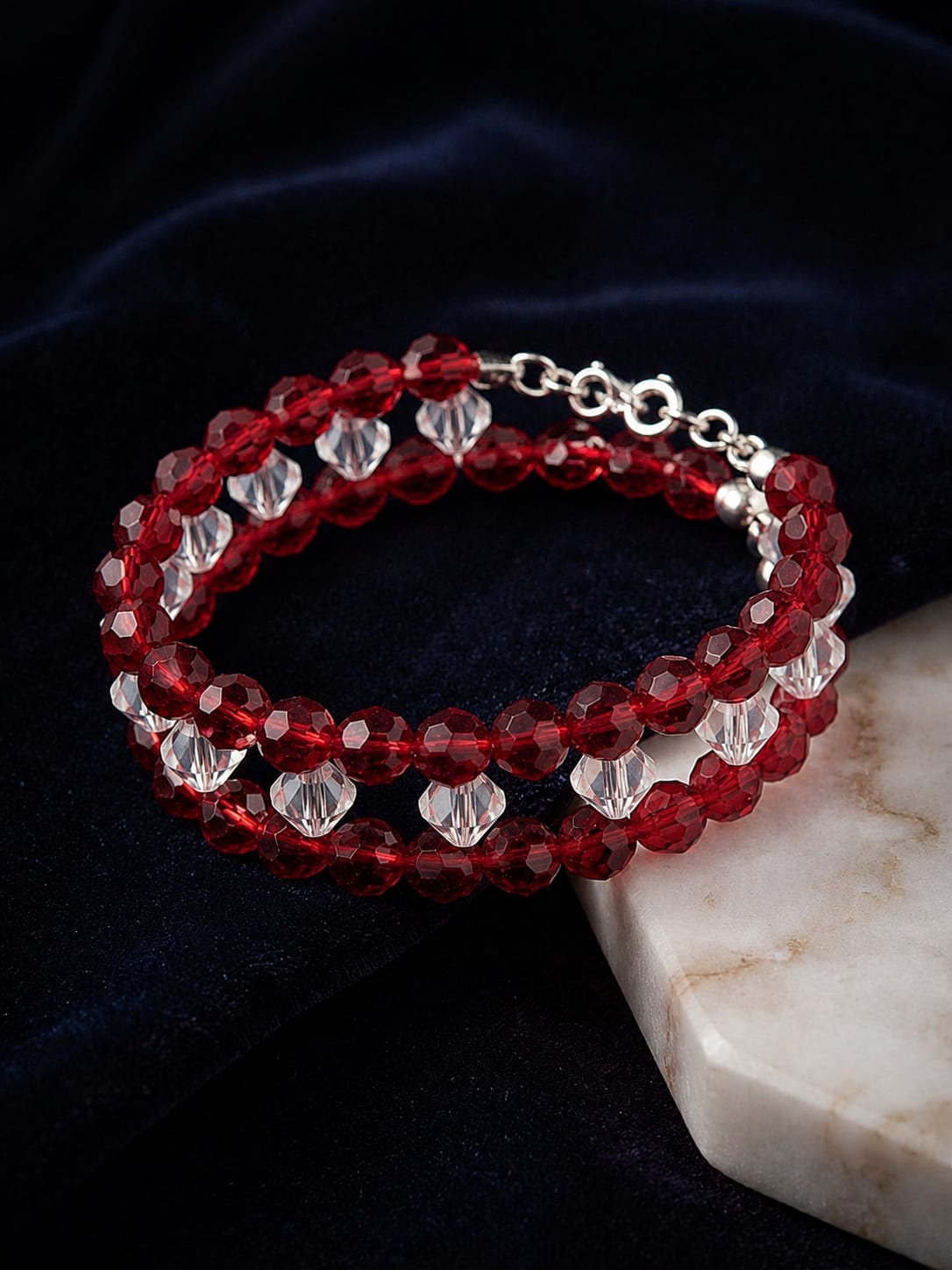 Crystal Pearl stone hand Made Floral Bracelet