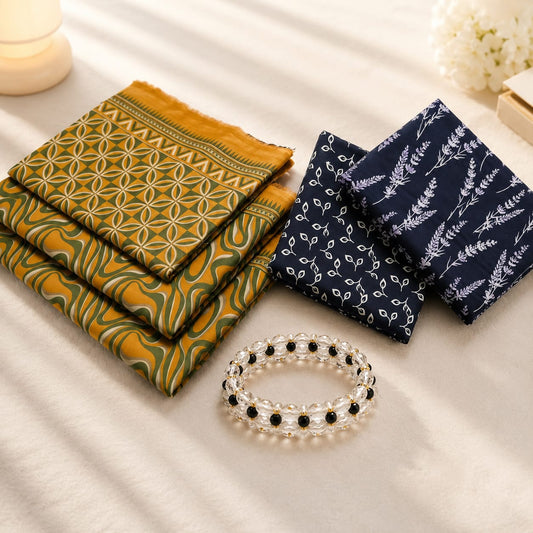 Premium Lawn Trio Bundle: Pearl Lawn 3PCS Suit, Pearl Lawn 2PCS Suit With Bracelet Gift