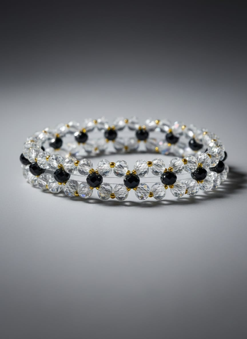 Crystal Pearl stone hand Made Floral Bracelet